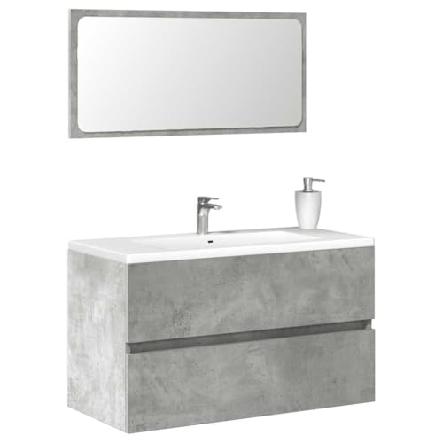 BOWEKAM Möbel, Möbelsets, Badezimmermöbel-Sets, Badezimmerschrank mit Spiegel, Betongrau, Holzwerkstoff BOWEKAM Möbel, Möbelsets, Badezimmermöbel-Sets, Badezimmerschrank mit Spiegel, Betongrau, Holzwerkstoff von BOWEKAM
