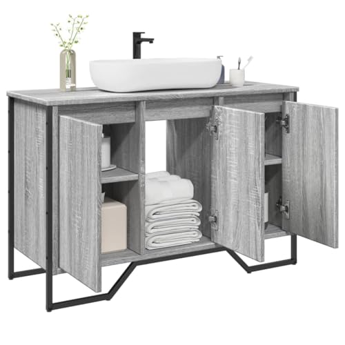 BOWEKAM Möbel, Möbelsets, Badezimmermöbel-Sets, Waschbeckenschrank, Grau, Sonoma, 91 x 35 x 60 cm, Holzwerkstoff von BOWEKAM