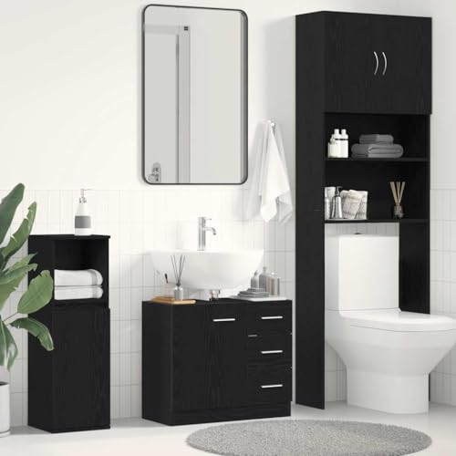 BOWEKAM Möbel, Möbelsets, Badezimmermöbel-Sets, Waschbeckenschrank, schwarze Eiche, 63 x 30 x 54 cm, Holzwerkstoff von BOWEKAM