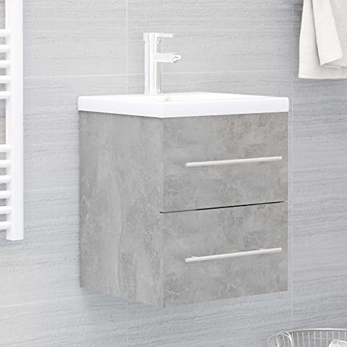BOWEKAM Möbel, Möbelsets, Badezimmermöbel-Sets, Waschbeckenunterschrank, Betongrau, 41 x 38,5 x 48 cm, Holzwerkstoff von BOWEKAM