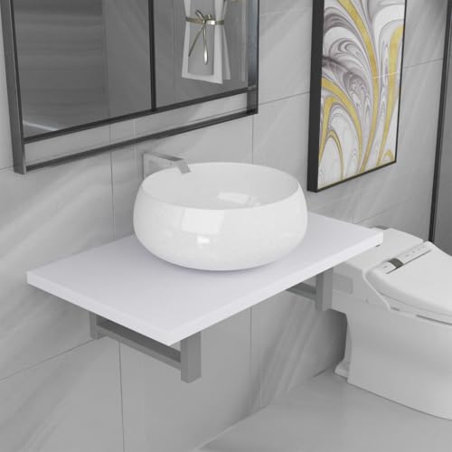 BOWEKAM Möbel, Möbelsets, Badezimmermöbel-Sets, zweiteiliges Badezimmermöbel-Set, Keramik, Weiß von BOWEKAM