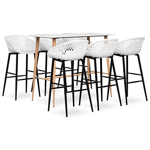 BOWEKAM Möbel, Möbelsets, Küchen- und Esszimmermöbel-Sets, 7-teiliges Bar-Set, Weiß von BOWEKAM