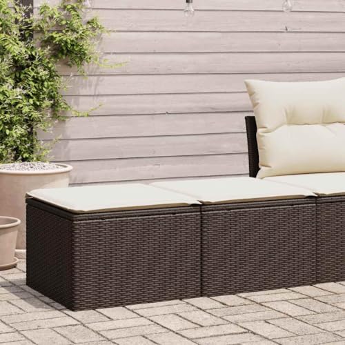 BOWEKAM Möbel, Outdoor-Möbel, Gartenmöbel-Sets, 2-teiliges Gartensofa-Set mit Kissen, braunes Polyrattan-Akazie von BOWEKAM