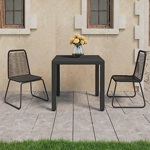 BOWEKAM Möbel, Outdoor-Möbel, Gartenmöbel-Sets, 3-teiliges Garten-Esstisch-Set, PVC, Rattan, Schwarz von BOWEKAM