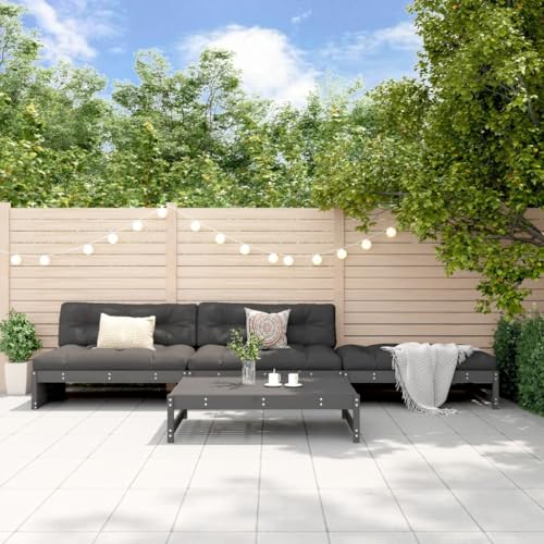 BOWEKAM Möbel, Outdoor-Möbel, Gartenmöbel-Sets, 4-teiliges Garten-Lounge-Set, Grau, Massivholz, Kiefer von BOWEKAM