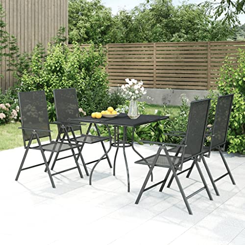 BOWEKAM Möbel, Outdoor-Möbel, Gartenmöbel-Sets, 5-teiliges Garten-Esstisch-Set, Anthrazit-Stahl von BOWEKAM