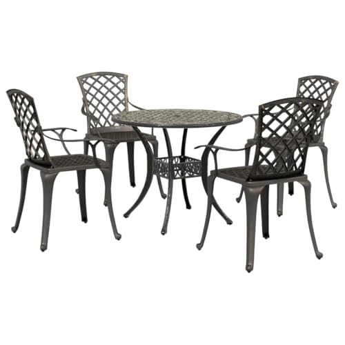 BOWEKAM Möbel, Outdoor-Möbel, Gartenmöbel-Sets, 5-teiliges Garten-Esszimmer-Set, Bronze-Aluminiumguss von BOWEKAM