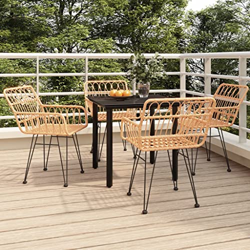 BOWEKAM Möbel, Outdoor-Möbel, Gartenmöbel-Sets, 5-teiliges Garten-Esszimmer-Set, Polyrattan von BOWEKAM