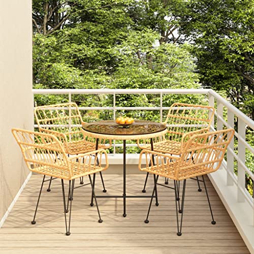 BOWEKAM Möbel, Outdoor-Möbel, Gartenmöbel-Sets, 5-teiliges Garten-Esszimmer-Set, Polyrattan von BOWEKAM