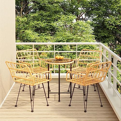 BOWEKAM Möbel, Outdoor-Möbel, Gartenmöbel-Sets, 5-teiliges Garten-Esszimmer-Set, Polyrattan von BOWEKAM