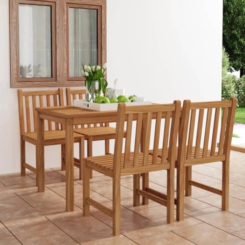 BOWEKAM Möbel, Outdoor-Möbel, Gartenmöbel-Sets, 5-teiliges Garten-Esszimmer-Set, massives Teakholz von BOWEKAM