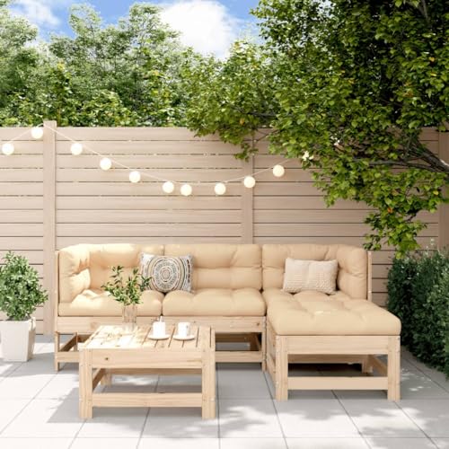 BOWEKAM Möbel, Outdoor-Möbel, Gartenmöbel-Sets, 5-teiliges Garten-Lounge-Set, Massivholz, Kiefer von BOWEKAM