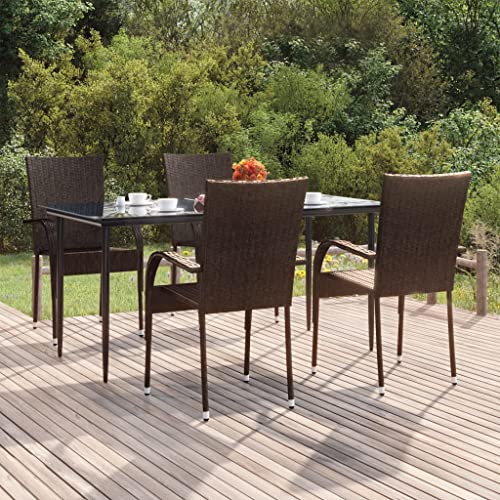 BOWEKAM Möbel, Outdoor-Möbel, Gartenmöbel-Sets, 5-teiliges Gartenmöbel-Set, braunes Polyrattan von BOWEKAM