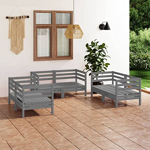 BOWEKAM Möbel, Outdoor-Möbel, Gartenmöbel-Sets, 6-teiliges Garten-Lounge-Set, grau, massives Kiefernholz von BOWEKAM