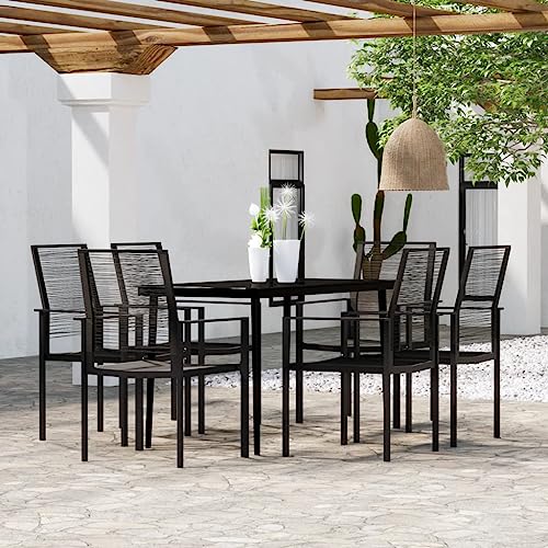 BOWEKAM Möbel, Outdoor-Möbel, Gartenmöbel-Sets, 7-teiliges Garten-Esstisch-Set, Schwarz von BOWEKAM