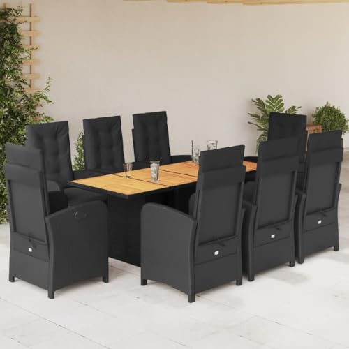 BOWEKAM Möbel, Outdoor-Möbel, Gartenmöbel-Sets, 9-teiliges Garten-Ess-Set mit Kissen, schwarzes Polyrattan BOWEKAM Möbel, Outdoor-Möbel, Gartenmöbel-Sets, 9-teiliges Garten-Ess-Set mit Kissen, schwarzes Polyrattan von BOWEKAM
