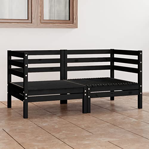 BOWEKAM Möbel, Outdoor-Möbel, Outdoor-Sitze, Outdoor-Sofas, Garten-2-Sitzer-Sofa, schwarzes massives Kiefernholz von BOWEKAM