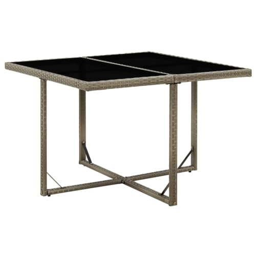BOWEKAM Möbel, Outdoor-Möbel, Outdoor-Tische, Gartentisch, grau, 109 x 107 x 74 cm, Polyrattan und Glas von BOWEKAM