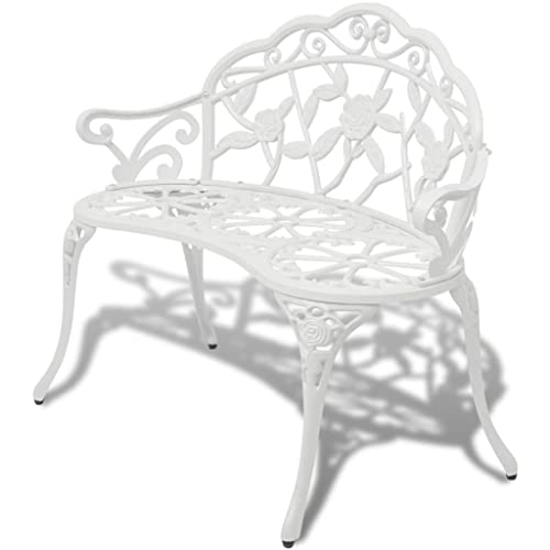 BOWEKAM Möbel, Outdoor-Möbel, Sitzgelegenheiten, Outdoor-Bänke, Gartenbank, 100 cm, Aluminiumguss, weiß von BOWEKAM