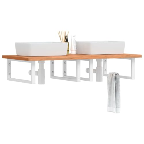 BOWEKAM Möbel, Schränke und Aufbewahrung, Waschtischunterschrank, Badezimmer-Waschtisch, Waschbeckenregal, Wandmontage, Stahl und Massivholz, Buche BOWEKAM Möbel, Schränke und Aufbewahrung, Waschtischunterschrank, Badezimmer-Waschtisch, Waschbeckenregal, Wandmontage, Stahl und Massivholz, Buche von BOWEKAM