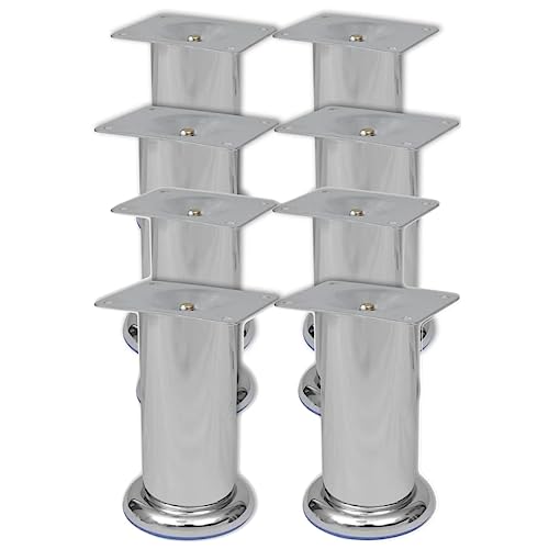 BOWEKAM Möbel, Sofa-Zubehör, Stuhl- und Sofa-Stützen, runde Sofa-Beine, 8 Stück, Chrom, 120 mm von BOWEKAM