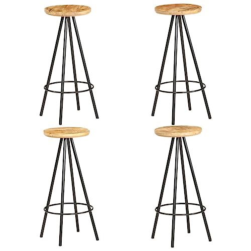 BOWEKAM Möbel, Stühle, Tisch und Barhocker, Barhocker, 4 Stück, raues Mangoholz von BOWEKAM