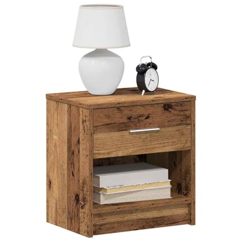 BOWEKAM Möbel, Tische, Nachttische, Nachttisch mit Schublade, Altes Holz, 39 x 28 x 41 cm von BOWEKAM