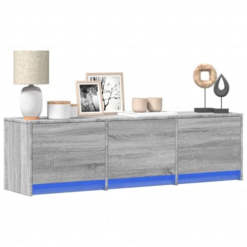 BOWEKAM Möbel, Unterhaltungszentren & TV-Ständer, TV-Schrank mit LED, Grau, Sonoma, 140 x 34 x 40 cm, Holzwerkstoff von BOWEKAM
