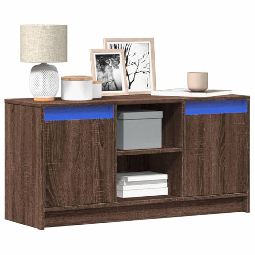 BOWEKAM Möbel, Unterhaltungszentren & TV-Ständer, TV-Schrank mit LED, braune Eiche, 100 x 34 x 50 cm, Holzwerkstoff von BOWEKAM