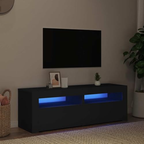 BOWEKAM Möbel, Unterhaltungszentren und TV-Ständer, TV-Schrank mit LED-Lichtern, schwarz, 120 x 35 x 40 cm von BOWEKAM