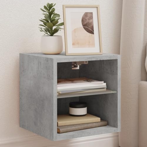 BOWEKAM Möbel, Unterhaltungszentren und TV-Ständer, TV-Wandschränke mit LED-Lichtern, 2 Stück, Betongrau, 30 x 28,5 x 30 cm von BOWEKAM