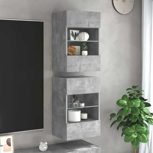 BOWEKAM Möbel, Unterhaltungszentren und TV-Ständer, TV-Wandschränke mit LED-Lichtern, 2 Stück, Betongrau, 40 x 30 x 60,5 cm BOWEKAM Möbel, Unterhaltungszentren und TV-Ständer, TV-Wandschränke mit LED-Lichtern, 2 Stück, Betongrau, 40 x 30 x 60,5 cm von BOWEKAM