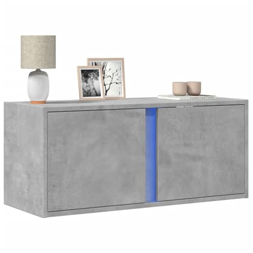 BOWEKAM Möbel, Unterhaltungszentren & TV-Ständer, TV-Wandschrank mit LED-Lichtern, Betongrau, 80 x 31 x 35 cm von BOWEKAM