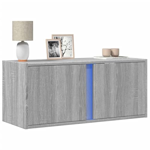 BOWEKAM Möbel, Unterhaltungszentren & TV-Ständer, TV-Wandschrank mit LED-Lichtern, Grau Sonoma 80 x 31 x 35 cm von BOWEKAM
