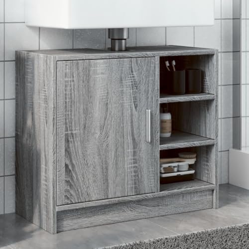 BOWEKAM Möbelsets Badmöbel Sets Waschbeckenunterschrank Grau Sonoma 63x29x55cm Holzwerkstoff von BOWEKAM