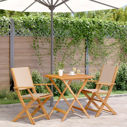 BOWEKAM Outdoor-Möbel-Sets - 3-teiliges Bistro-Set aus beigem Stoff und Massivholz BOWEKAM Outdoor-Möbel-Sets - 3-teiliges Bistro-Set aus beigem Stoff und Massivholz von BOWEKAM