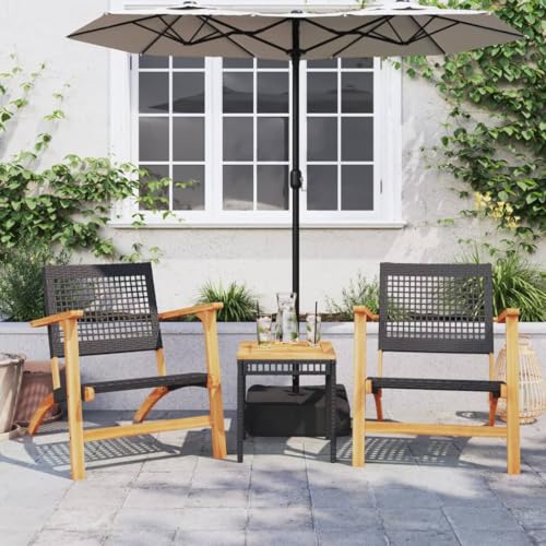 BOWEKAM Outdoor-Möbel-Sets - 3-teiliges Bistro-Set aus schwarzem Polyrattan und Massivholz Akazie BOWEKAM Outdoor-Möbel-Sets - 3-teiliges Bistro-Set aus schwarzem Polyrattan und Massivholz Akazie von BOWEKAM