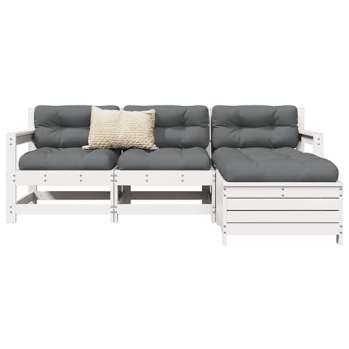 BOWEKAM Outdoor Möbel Sets - 4-teiliges Gartensofa-Set Weiß Massivholz Kiefer BOWEKAM Outdoor Möbel Sets - 4-teiliges Gartensofa-Set Weiß Massivholz Kiefer von BOWEKAM