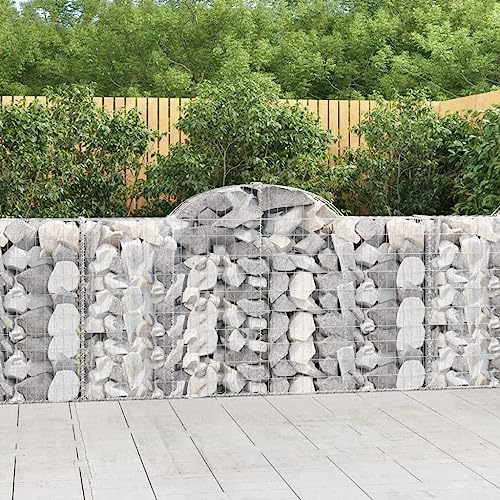 BOWEKAM Rasen & Garten Gartenarbeit Töpfe & Pflanzgefäße Gewölbte Gabionenkörbe 14 Stück 200x30x100/120cm Verzinktes Eisen von BOWEKAM