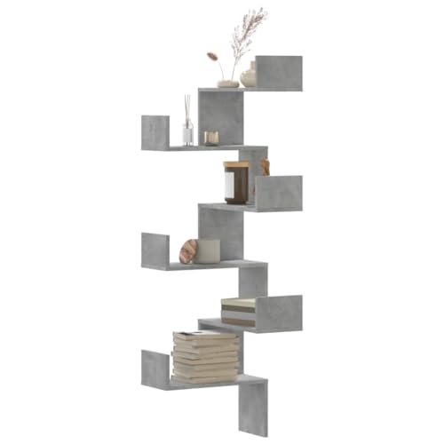 BOWEKAM Regal-Wandregale & Ledges-Wand-Eckregal Betongrau 45x45x147 cm Holzwerkstoff von BOWEKAM