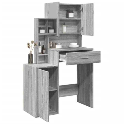 BOWEKAM Schminktisch mit Schrank Grau Sonoma 80x35x132cm von BOWEKAM