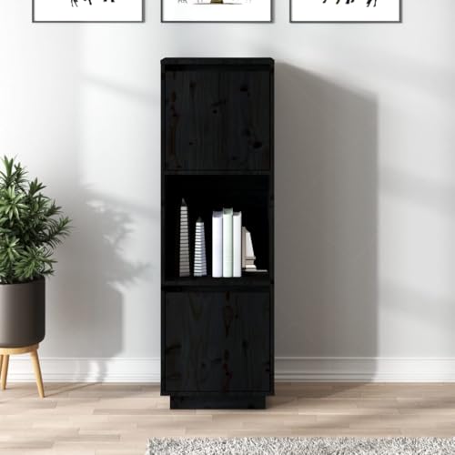 BOWEKAM Schränke & Aufbewahrung-Buffets & Sideboards-Highboard schwarz 38x35x117cm Massivholz Kiefer von BOWEKAM