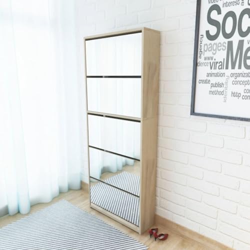 BOWEKAM Schuhschrank 5-lagig Spiegel Eiche 63x17x169,5 cm BOWEKAM Schuhschrank 5-lagig Spiegel Eiche 63x17x169,5 cm von BOWEKAM