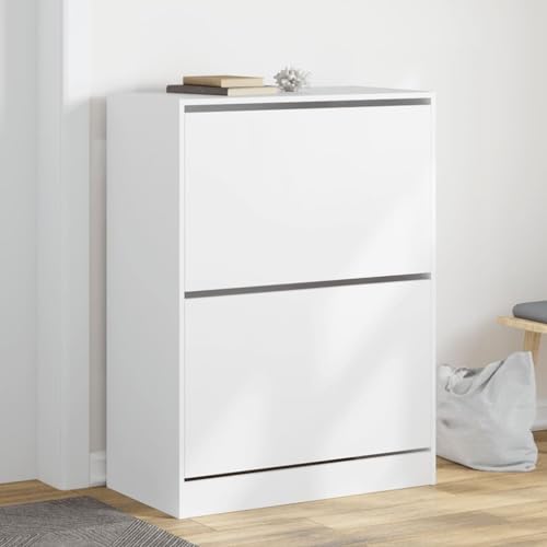 BOWEKAM Schuhschrank mit 2 Klappschubladen weiß 80x42x108 cm von BOWEKAM