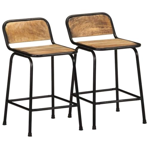 BOWEKAM Stühle Tisch & Barhocker Barhocker 2 Stück 46x35,5x70cm Massivholz grob Mango von BOWEKAM