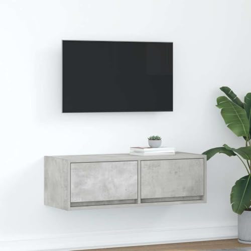 BOWEKAM TV-Schrank, Betongrau, 80 x 31 x 25,5 cm, Holz-Möbel, Unterhaltungszentren und TV-Ständer von BOWEKAM