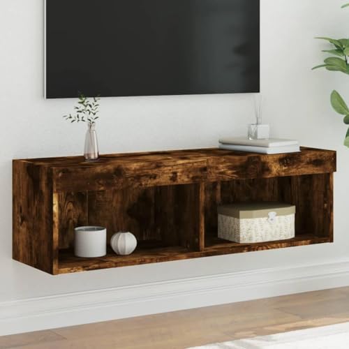 BOWEKAM TV-Schrank mit LED-Lichtern, Raucheiche, 100 x 30 x 30 cm, Möbel, Unterhaltungszentren und TV-Ständer von BOWEKAM