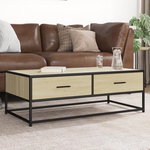 BOWEKAM Tables-Accent Tables-Coffee Tables-Coffee Table Sonoma Oak 100x50x35cm Engineered Wood and Metal von BOWEKAM