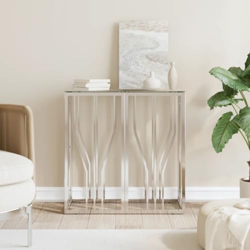 BOWEKAM Tables-Accent Tables-End Tables-Console Table 70x30x70cm Edelstahl und Glas von BOWEKAM