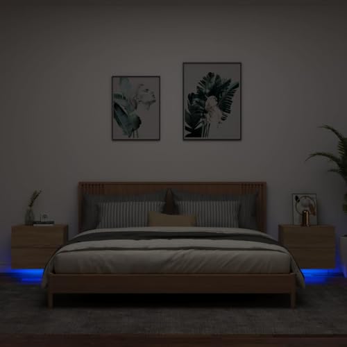 BOWEKAM Tische-Nachttische-Wand-Nachtkommode mit LED-Leuchten 2 Stück Sonoma Eiche BOWEKAM Tische-Nachttische-Wand-Nachtkommode mit LED-Leuchten 2 Stück Sonoma Eiche von BOWEKAM